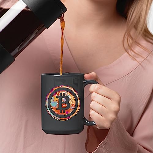 Watercolor Crypto Symbol Gift for Tech Lovers Popular Digital Currency 11oz 15oz Black Coffee Mug - Image 4