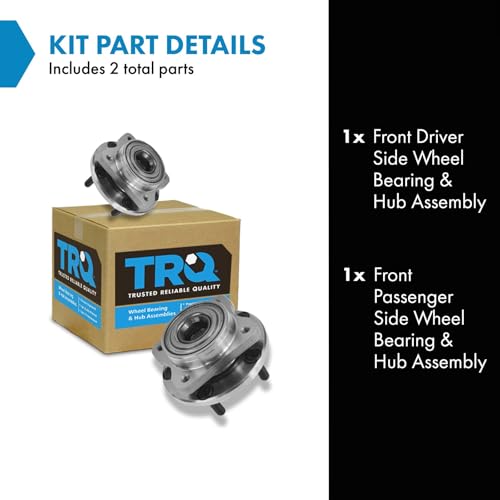 Image of TRQ 2 Piece Front Wheel Bearing & Hub Assembly Set Compatible with 2000 Chrysler Grand Voyager 2001-2002 Prowler 1996-2007 Town & Country 2000-2003 Voyager Dodge Caravan Grand Caravan 1996-2000 Plymo