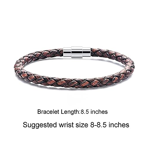 Kxj 7 Inches 5Mm Brown Leather Cord Rope Anklet Bracelet Chain With Stainless Steel Magnet Clasp Jewelry Gifts For Women Men #TOP5
