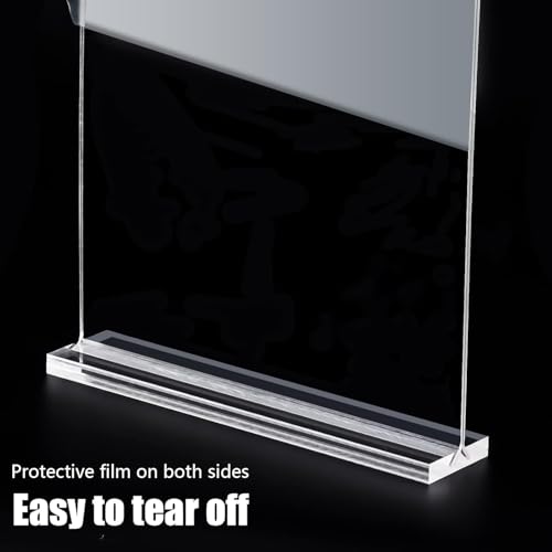 Deefongo Tischaufsteller A4, 8 Stück Preisschilder Aufsteller Tischständer Doppelseitiger Vertikaler Acryl T-Ständer für Fotorahmen, Heim, Büro, Speisekarte, Messe
