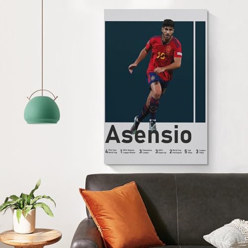 QZFNCOYU Marco Asensio - Póster artístico de futbolista español, lienzo para decoración de pared, pinturas para sala de estar, dormitorio, 20 x 30 cm