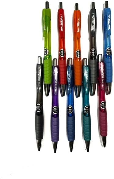 Forma Inc. 1.0 mm Ball Point Retractable Pen Multi Variety Pack with 5 Black ink and 5 Blue ink W/1 Sticky Note Pad