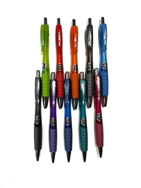 Forma Inc. 1.0 mm Ball Point Retractable Pen Multi Variety Pack with 5 Black ink and 5 Blue ink W/1 Sticky Note Pad