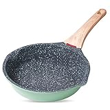 Antihaft-Topf, Gusseisenpfanne, Antihaftbeschichteter Kochtopf, Glasdeckel, Holzgriff, Gas- und Induktionsgeeignet, Grün, 2 Größen, Aluminium