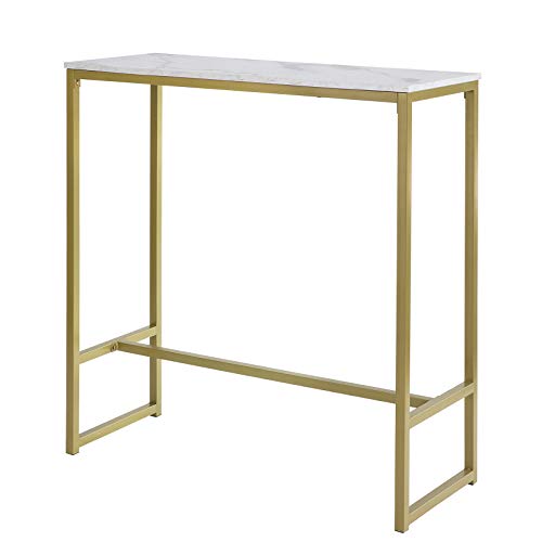 SoBuy FSB34-G Bartisch mit goldenem Metallrahmen Stehtisch Bartresen...