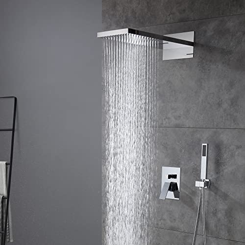 Cascada 9”x22” Sistema de ducha Luxury (Montado en pared) con válvula de mango único, 3 funciones (Lluvia, Cascada y ducha de mano) (Bronce aceitado) miniatura 2