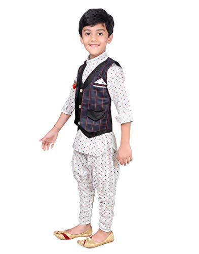 Image of AHHAAAA Kids Ethnic Boys Waistcoat, Kurta and Breaches Set 602