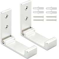 Latomex Folding Coat Hooks, Foldable Wall Hooks for Hanging Aluminum Alloy Cloth Hanger Coat Hanger Headphones Holder Headset Wall Hanger Hook- Pack of 2 (Silver)