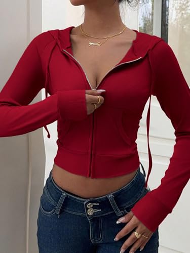 Womens Trendy Cropped Coat Zipper Front Raglan Sleeve Casual Hooded Jacket4