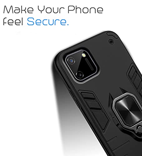 Image of Pikkme D5 Tough Armor Bumper Back Cover Case for Realme C11 |Ring Holder & Kickstand in-Built (Black)