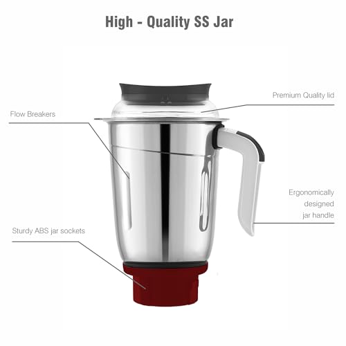 Image of Cello Kitchenette Collection Levanate Plus Mixer Grinder with 3 Jars| 500 Watts | 3X Speed Control | Set of 3 | Maroon