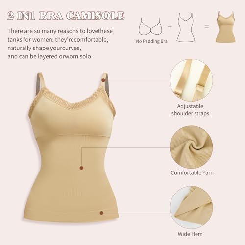 Image of Shapewear Camisoles for Women - Tummy Control Shapewear Tank Top Shaper Cami Black S