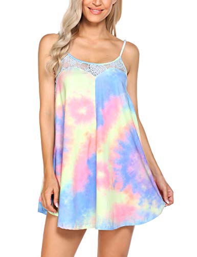 Ekouaer Lingerie for Women Sexy Nighty Spaghetti Lace Strap Nightgown Baby Doll Lingerie Built in Bra