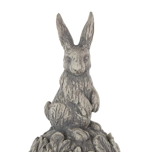 Escultura decorativa de conejo de polystone gris 8 x 8 x 20 in miniatura 4