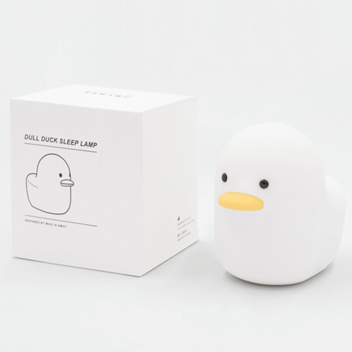 Lámpara de Noche Recargable USB de Silicona Color Claro, Luz Nocturna de Dibujos Animados Diseño de Pato, Luz Palmeada Suave para Dormitorio Infantil y Mesita de Noche, 3w