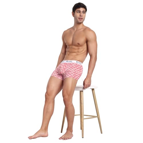Image of Zyke Men's Printed Cotton Trunk Innerwear | 95% Cotton 5% Elastane Stretch Underwear | Ultra Soft Waistband Anti-Bacterial Moisture Wicking Trunks for Men Pack of 1
