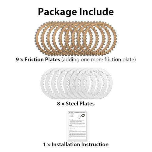 Image of Mofun Friction Steel Clutch Disc Kit Compatible with Harley Sportster XL 1991-2022 Big Twin Touring Softail Dyna FXR 1990-1997 Evolution 1994-1997 Buell All Models 91-2002 Big Twin Clutch Plates