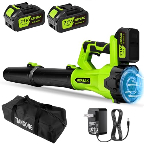 KEPEAK Leaf Blower Cordless, 650CFM & 6 Speed Levels, Electric Cordless Leaf Blower with 2 x 21V 4.0Ah Battery Powered, Blowers for Lawn Care, Yard, Blowing Leaves, Dust, Snow