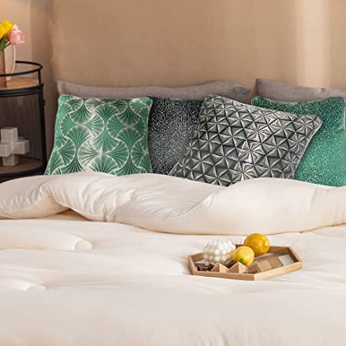 Zmzpee Pack Of 3 Embroidered Faux Silk Throw Pillow Covers Cases, 18X18 Inch, Damask Pillowcases Luxury Velvet Satin Cushion Case For Farmhouse Outdoor Couch Sofa Living Room Bedroom Car Home, Green #TOP4