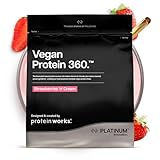 Protein Works | Vegan Protein 360 - Platinum Innovation, Premium Vegan Protein Powder, Plant-Based Protein Shake, Essential Vitamins & Minerals, Low Sugar, Strawberries 'n' Cream, 57 Servings, 2kg