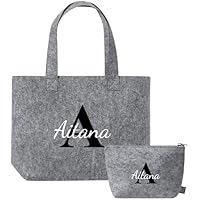Set de Bolso y Neceser Personalizables de Fieltro Gris