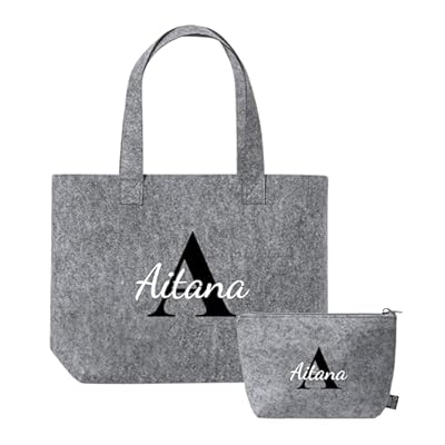 Set de Bolso y Neceser Personalizables de Fieltro Gris Peersonalizado con Inicial y nombre | Regalo personalizado | Neceser fieltro personalizado | Regalos autenticos | Personalizable | Ya disponible en tu tienda friki favorita! En mundofriki.es!