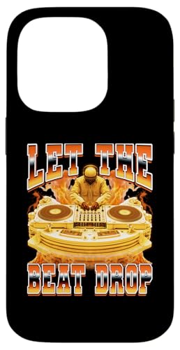 Disque de Jockey DJ Discjockey Plateau tournant années 90 Let The Beat Drop Coque pour iPhone 14 Pro