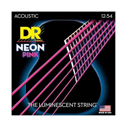Guitar Strings 12-54 cordes acoustiques rose néon pour un son cristallin