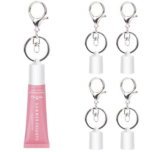 Rolitwils Keychain Holder for Lip Gloss Summer Fridays - Lip Balm Holder Keychain for ELF Reviver Melting- Portable Lipgloss Case with Keyring Pack-4 4