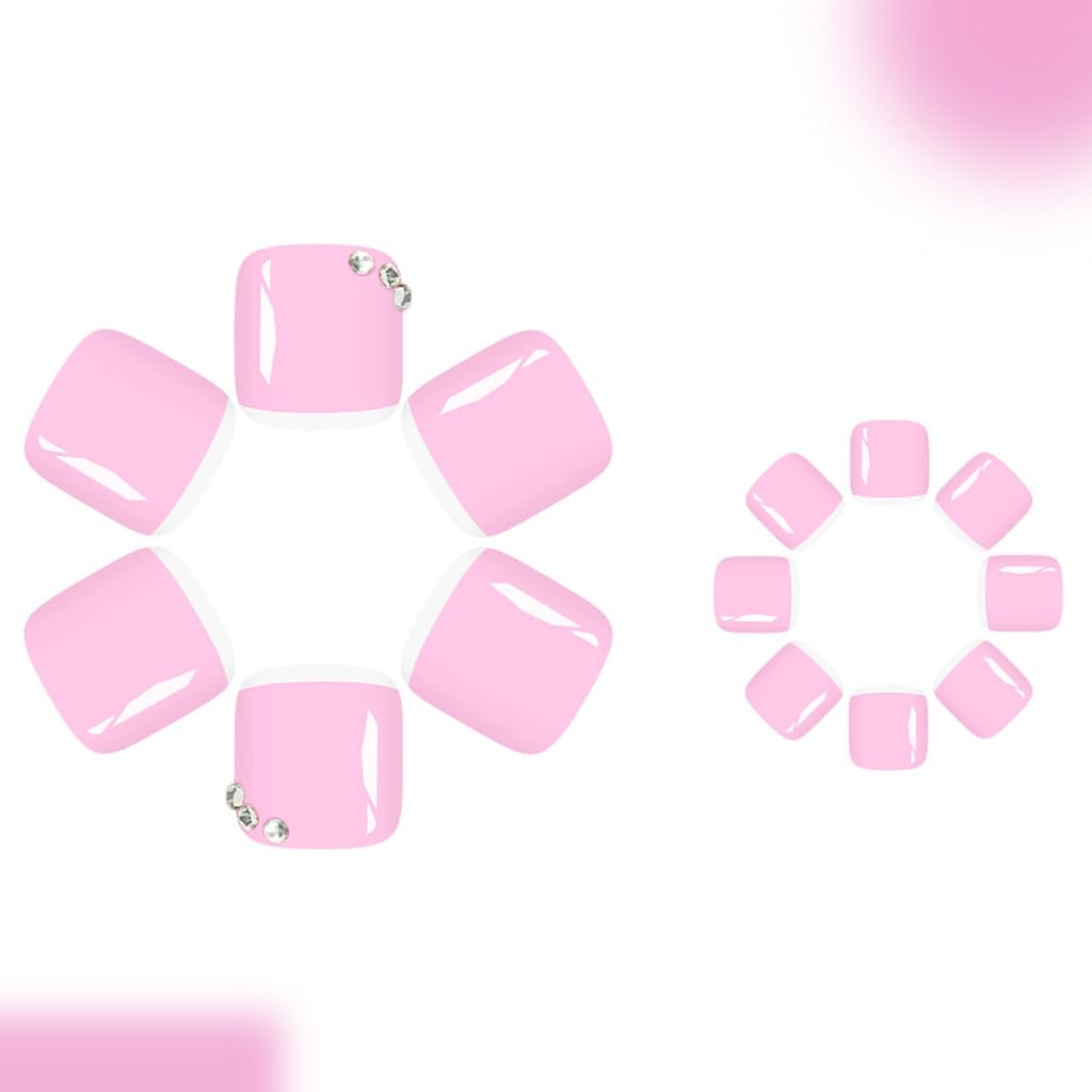 1. French Tip Press On Toenails, White & flashlight, Fake Nails for Women Parties & Daily Wear