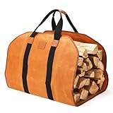 Firewood Carrier Waxed Canvas, 20oz Heavy Duty and Large Capacity Firewood Log Tote Bag for Wood Carrying, 21'' × 44''