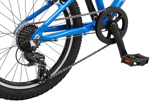 Image of Schwinn High Timber AL Mountain Bike for Youth Boys Girls, 20-Inch Wheels, 7-Speeds, Front Suspension, Aluminum Frame and Alloy Linear Pull Brakes, Blue