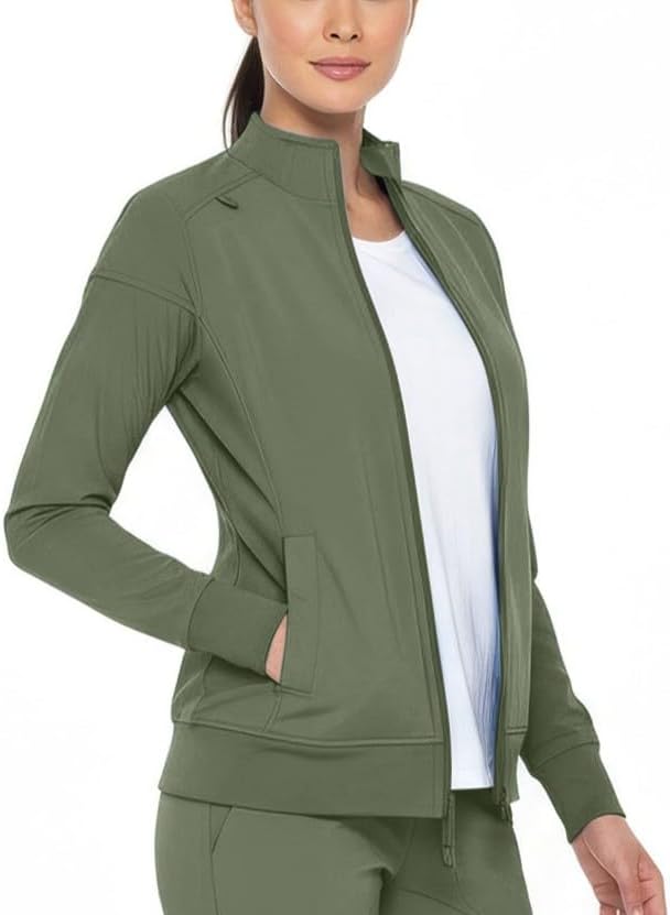 Womens Scrub Jacket Zippered Warm-up Jacket