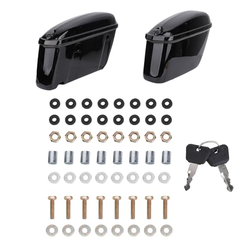 Alforjas duras de 22L con cerradura de llave, caja de almacenamiento impermeable para costado, ajuste universal negro brillante para motos cruiser y touring miniatura 5