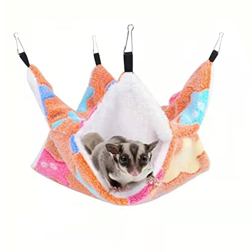 QeeHeng Hamaca Colgante de Animales pequeños, Cama oscilante para Mascotas, Hamaca de Doble Capa para Mascotas para hurón, Rata y Otros Animales pequeños, Color marrón Cover
