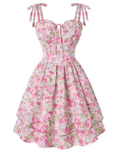 Image of Scarlet Darkness Floral Mini Dress for Women Corset Graduation Sundress