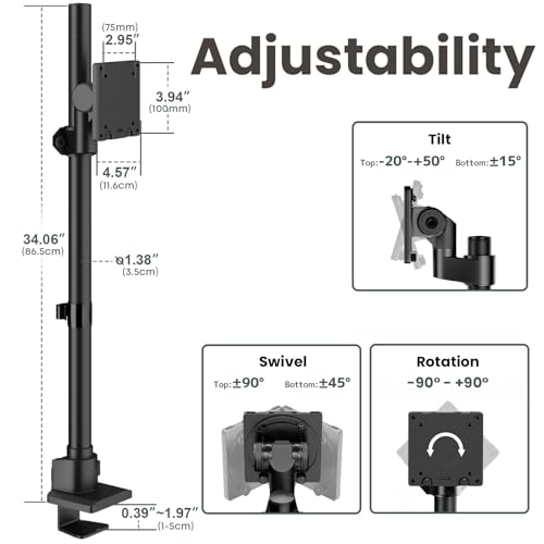 Image of 24-57'' Ultrawide Monitor Desk Mount, Extra Tall Aluminum Monitor Arm