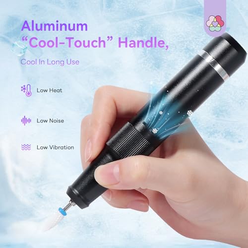 SAVILAND Professional Nail Drill 40000 RPM: Portable Electric Nail Drill Kit File Machine with Ceramic Nail Bit Sanding Bands for Quick Acrylic Removal Manicure Salon Home Use, Black Diamond