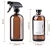 THETIS Homes Empty Amber Glass Spray Bottles with Labels - 16oz Refillable Container for Essential Oils, Cleaning Products (6 pack)