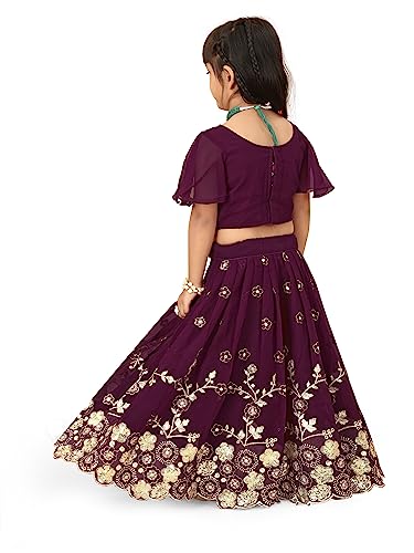 Image of Georgette Embroidered traditional Readymade Lehenga Choli For Kids Grils