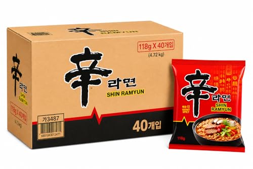 Shin Ramyun Spicy Korean Instant Noodle Soup by Nong Shim 40 x 118g Packs - Full Box