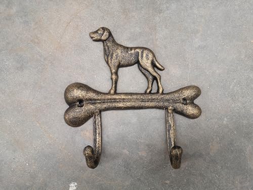 Dog Leash Holder, Cast Iron, Antique Bronze, 2 Hooks, Wall Mount, 6.9x6.9x1.8 inches, AR001 - Image 3
