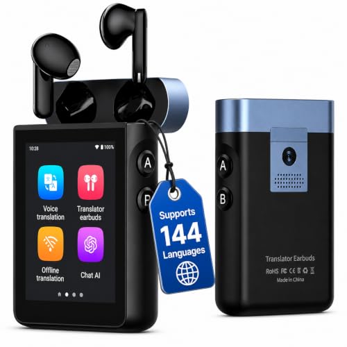 Image of AI Translation Earbuds Real Time | Translator Earbuds with Camera Translation | 144 Languages | Built-in ChatGPT | No Subscription | Bluetooth for Travel, Business & Education