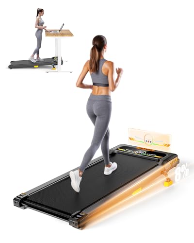 Image of Walking Pad Treadmill, WALKWAKE 8% Incline Walking Pads, Compact Under Desk Treadmill for Home, 330lb Capacity 2.5HP Running Machine for Walking Jogging with LED Display, Orange