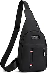 Mochila tiracolo masculina para viagem ao ar livre esportiva mochila tiracolo (Preto)