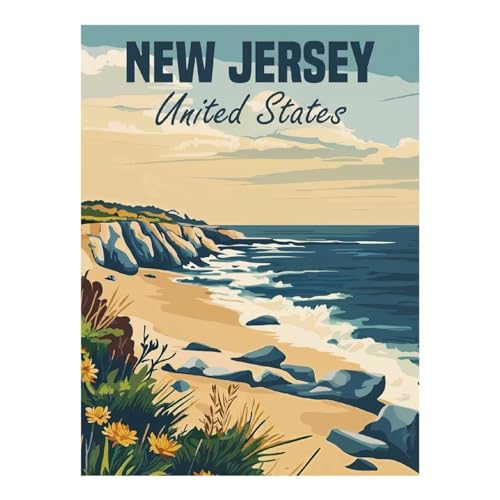 Peinture diamant 5D littoral du New Jersey 30x40 cm pour adultes