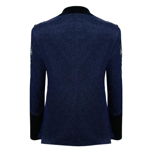 Men's Tuxedo Blazer with Clear Rhinestones Black Shawl Lapel Glitter Material for Wedding2