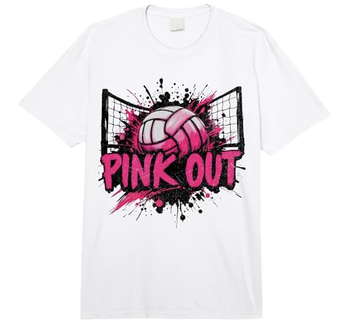 Pink Out Volleyball Mom Girls Player Breast Cancer Awareness Comfort Colors Adult Heavyweight T-Shirt