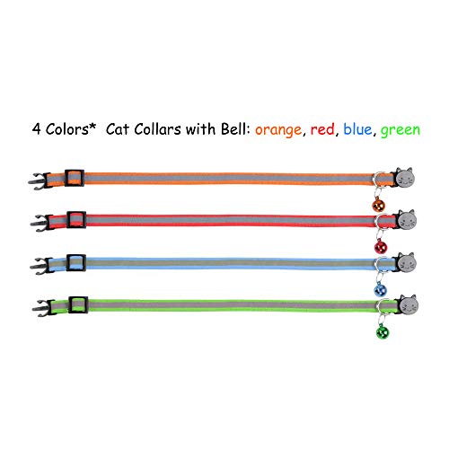 D-Buy Cat Collars With Bell, Breakaway Cat Collars, Reflective Cat Collars, Nylon Cat Collars With Bell, Collars For Cats (4 Colors) #TOP1
