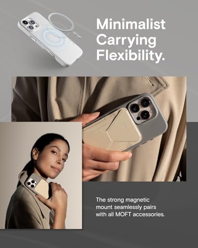 MOFT Capa Snap MOVAS™ para iPhone 16 Pro, compatível com MagSafe, capa magnética de couro vegano premium com sensação suave, cor duradoura minimalista, capa protetora de 6,3 polegadas, bege terra
